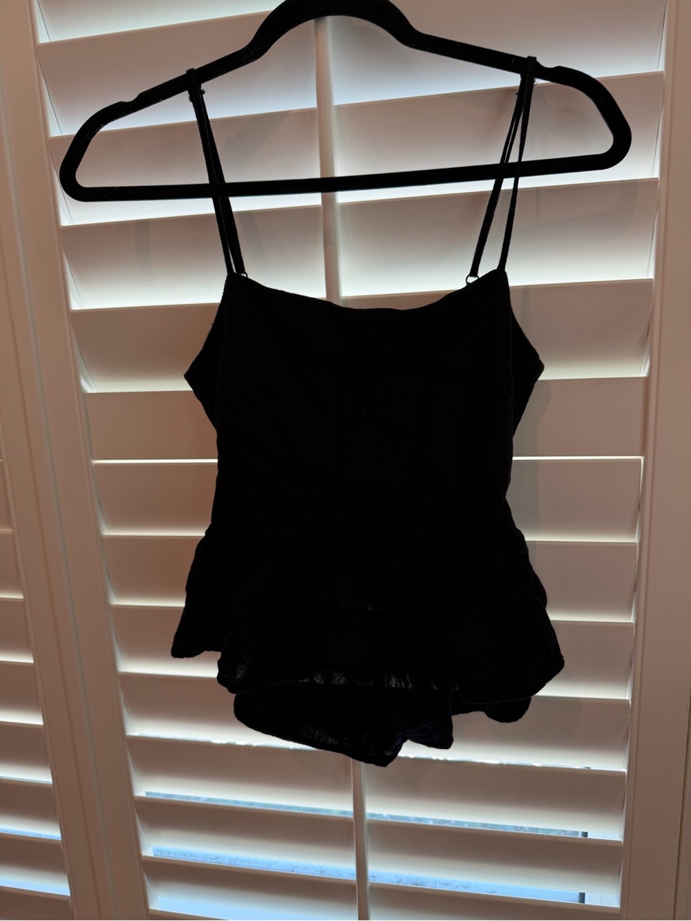 Francesca's Collections Black Spaghetti Strap Peplum Tank